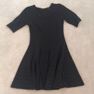 Grey knit jersey flare dress